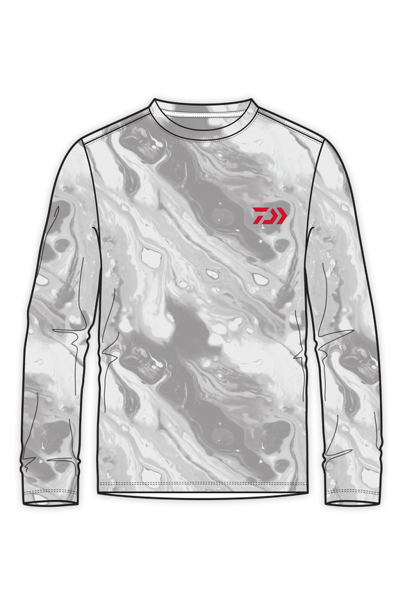 D-Vec Snow Camo Red Logo Ls Perf Sunshirt